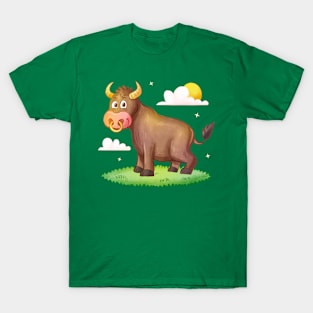 Hand Drawn Cartoon Bull T-Shirt